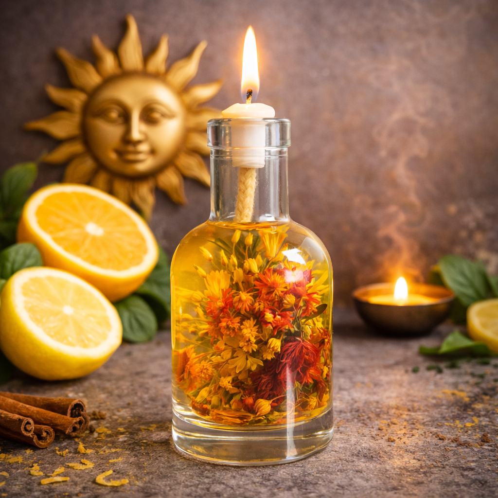 The Sun - Oil candle infused with the essence of lemon and Volcano Island. Its fragrance is bright, warm, and awakening.
