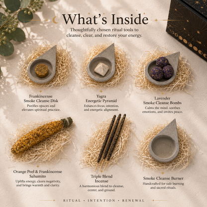 Energy Cleansing Gift Box with Herbs, Resins & Cauldron