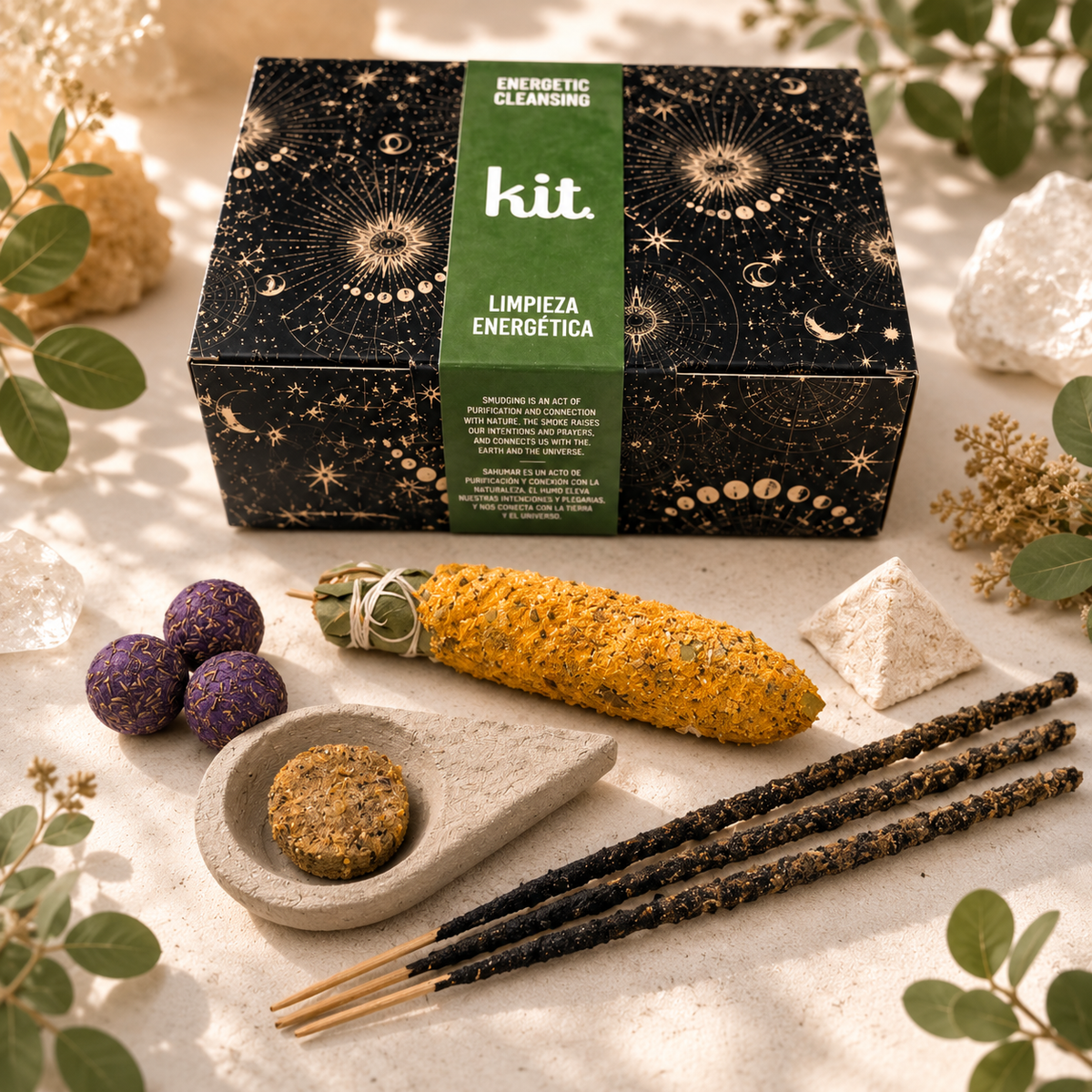 Energy Cleansing Gift Box with Herbs, Resins & Cauldron