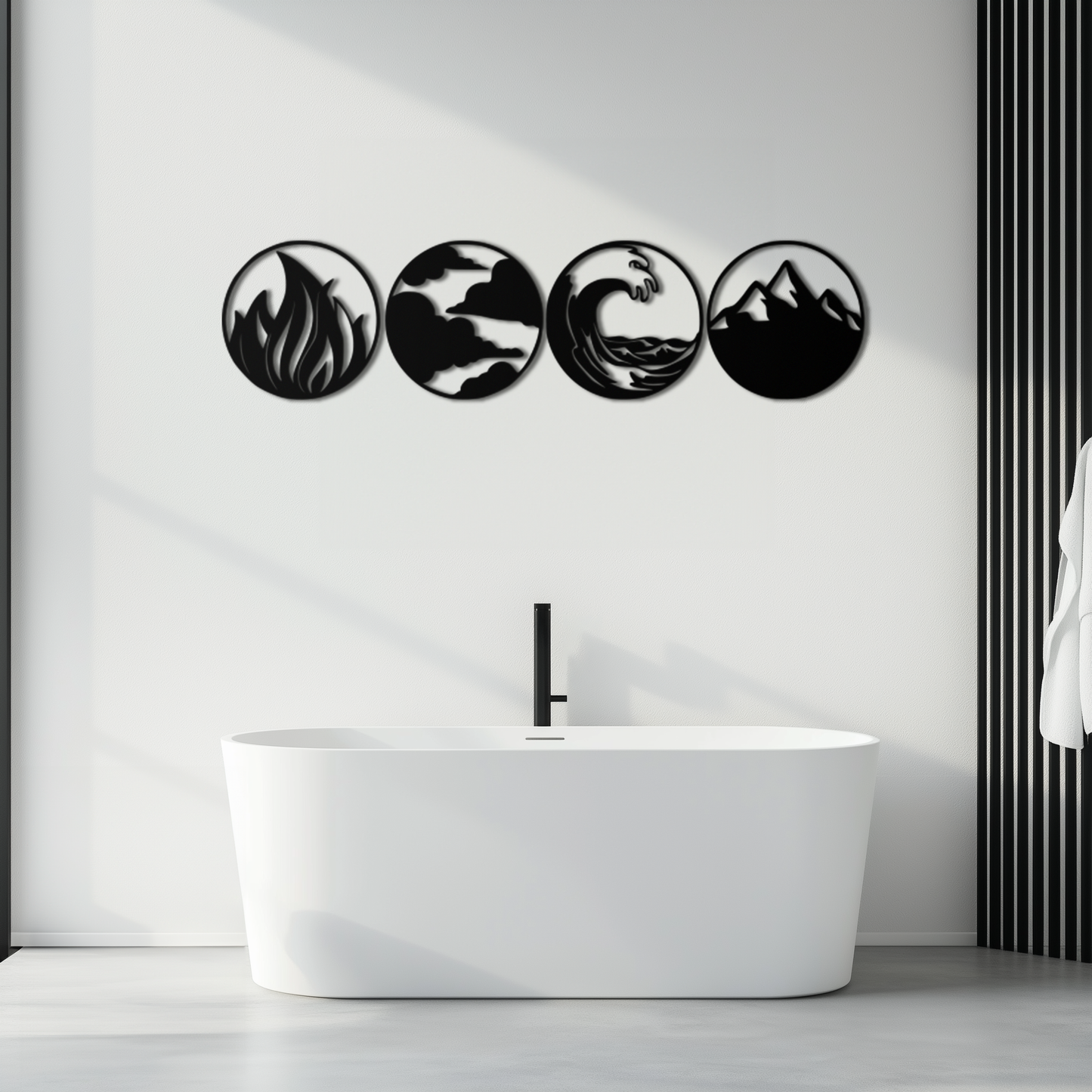 Four Elements Metal Wall Art - Fire, Air, Water, Earth Symbol Set - KAF156